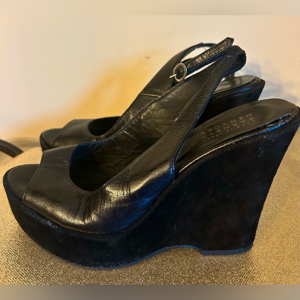 Barney’s New York Leather Wedge Shoes